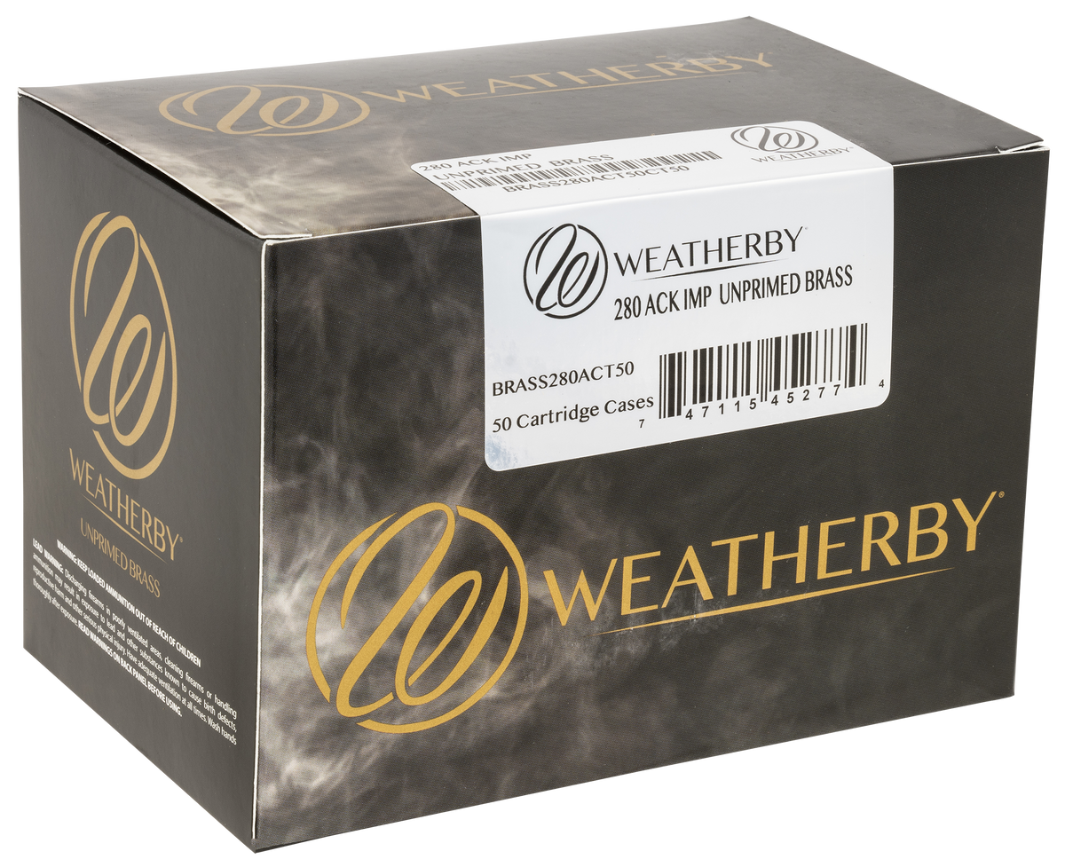 Weatherby 280 Ackley Improved Unprimed Brass Rifle Cases 50/Box
