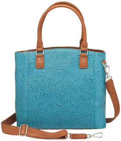 Kingport Industries GTM-51TLD Town Tote Turquoise Tooled Cowhide Concealed Carry Bag