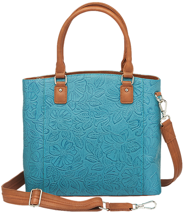 Kingport Industries GTM-51TLD Town Tote Turquoise Tooled Cowhide Concealed Carry Bag