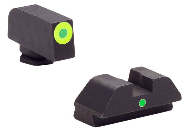 Ameriglo GL305 i-Dot Night Sight Set for Glock 42/43/43X/48 - Green Tritium LumiGreen Outline Front / Green Tritium Rear