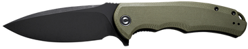 Civivi Knives Praxis 3.75" Folding Plain Black Stonewashed 9Cr18MoV SS Drop Point Blade - OD Green Textured G10 Handle