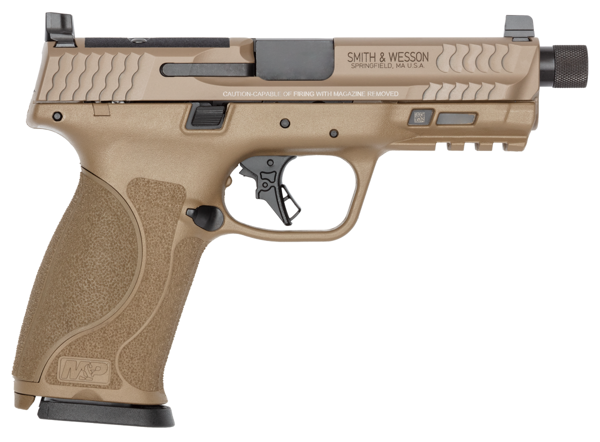 Smith & Wesson M&P9 M2.0 9mm Luger 4.72" 23+1 Semi-Auto Pistol - FDE Cerakote Slide, Threaded Barrel