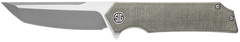 Eikonic Knife Company Tsuru 3.30" Tanto Plain Satin 154CM Green Canvas Micarta Folding Knife