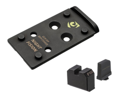 Night Fision Optic Adapter Plate + Backup Sights Combo - DeltaPoint Pro Footprint - Fits Glock Full Size MOS