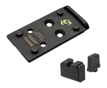 Night Fision Optic Adapter Plate + Backup Sights Combo - DeltaPoint Pro Footprint - Fits Glock Full Size MOS
