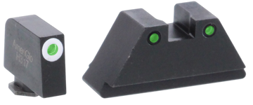 Ameriglo GL152 Optic Compatible Sight Set for Glock - XL Tall - Green Tritium White Outline Front / Green Tritium Black Outline Rear
