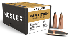 Nosler Partition 8mm .323 200gr Spitzer Reloading Bullets - 50/Box