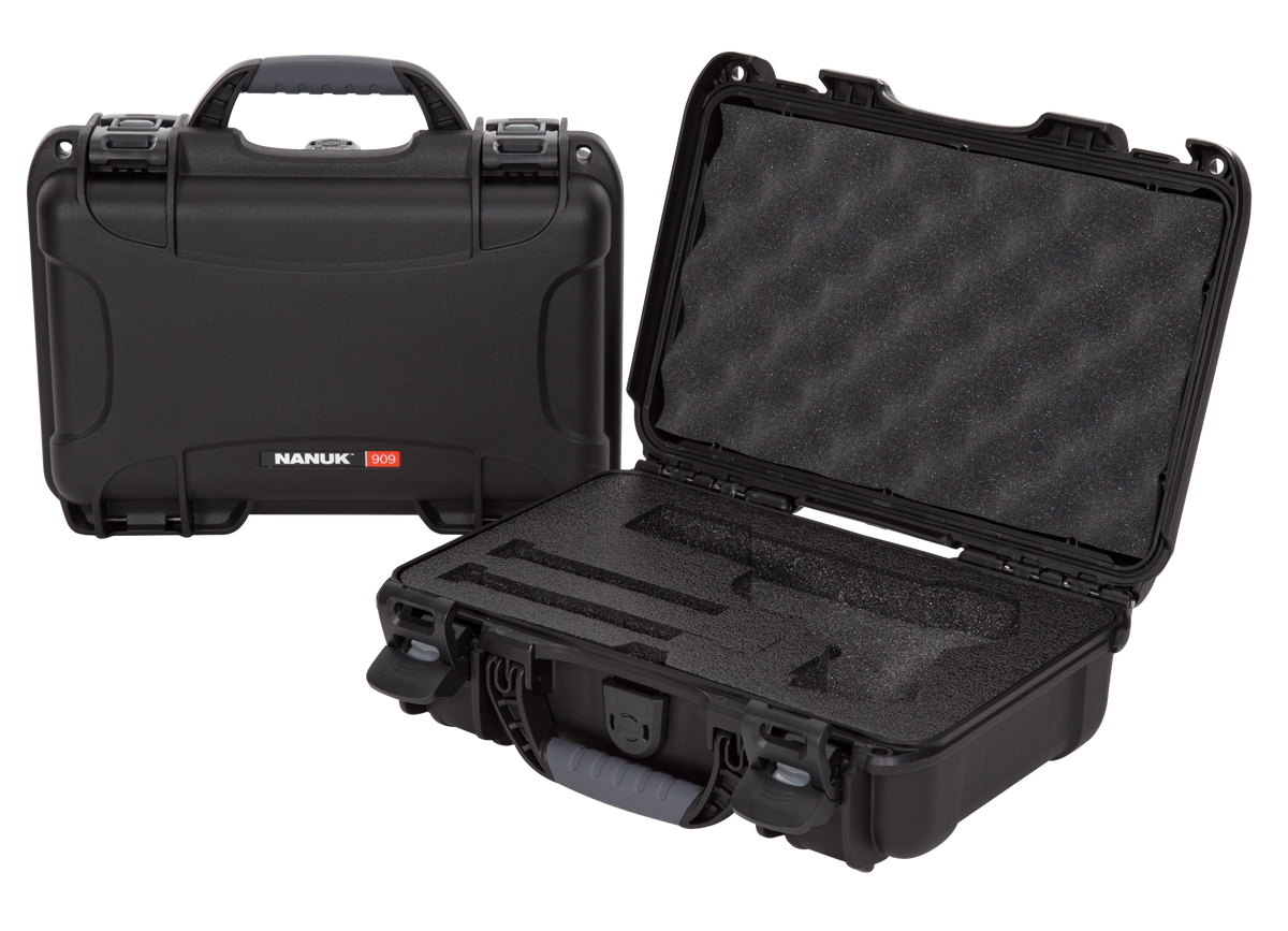 Nanuk 909 Classic Gun Case - Waterproof Black Polyethylene Handgun Case w/ Closed-Cell Foam