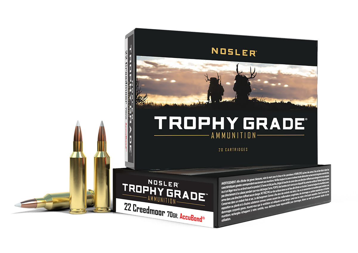Nosler Trophy Grade 22 Creedmoor 70gr AccuBond 20-Rd/Box - Box or Case