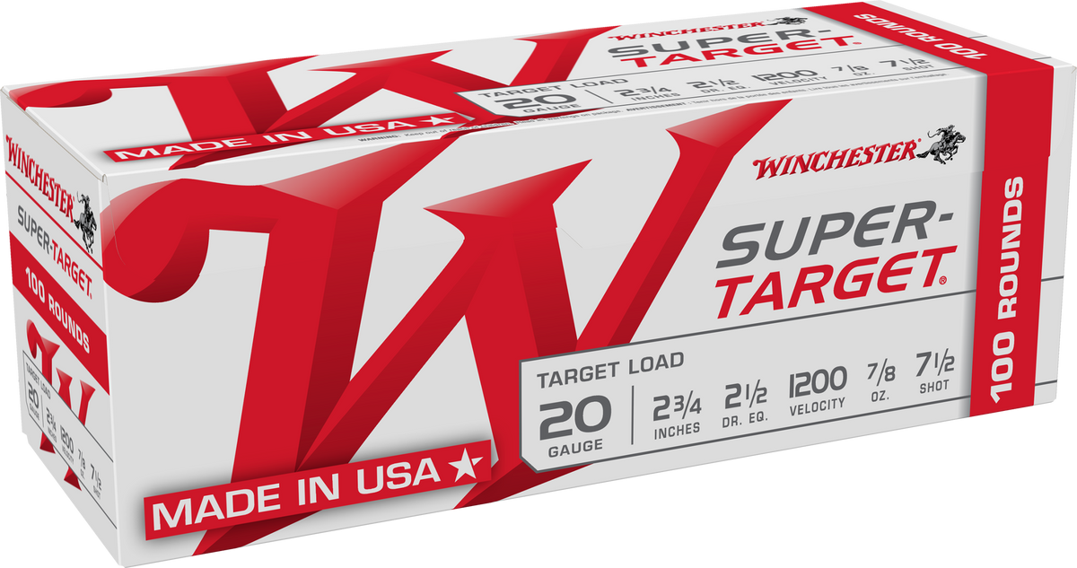 Winchester Ammo Super-Target 20 Gauge 2.75" 7/8oz #7.5 Shot 100 Rd - Box or Case