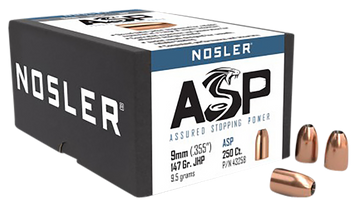 Nosler Assured Stopping Power 9mm 147gr Jacketed Hollow Point Reloading Bullets - 250/Box