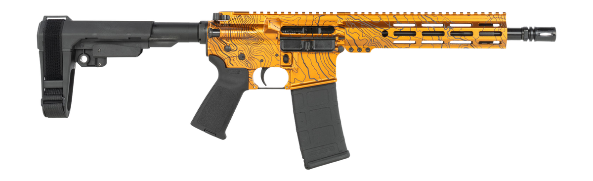 Shark Coast Tactical Topography 5.56 NATO 10.5" 30+1 Semi-Auto AR Pistol - Orange Cerakote