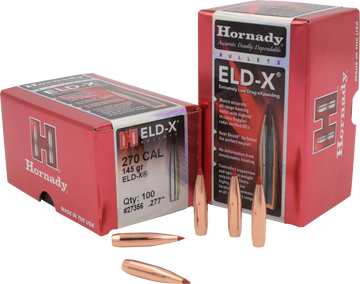 Hornady ELD-X 270 Cal .277 145 gr Reloading Bullets - 100/Box