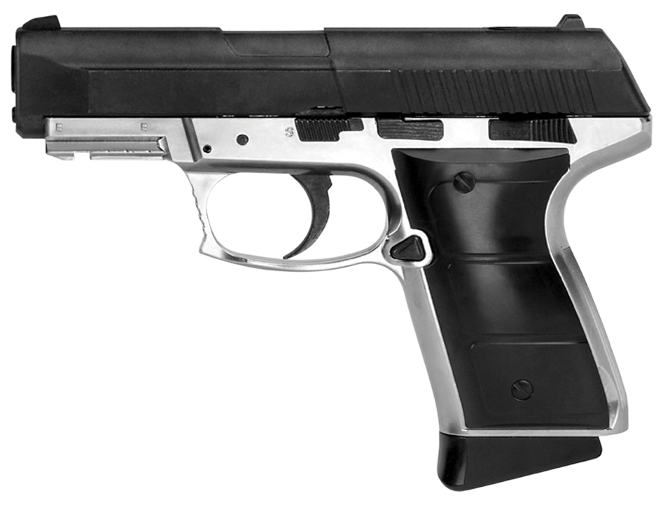 Daisy 5501 Powerline .177 BB 15+1 430 fps CO2 Semi-Auto Blowback Air Pistol - Black Slide / Silver Frame