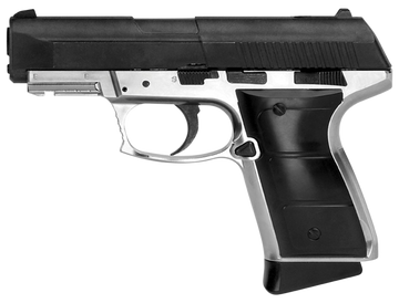 Daisy 5501 Powerline .177 BB 15+1 430 fps CO2 Semi-Auto Blowback Air Pistol - Black Slide / Silver Frame