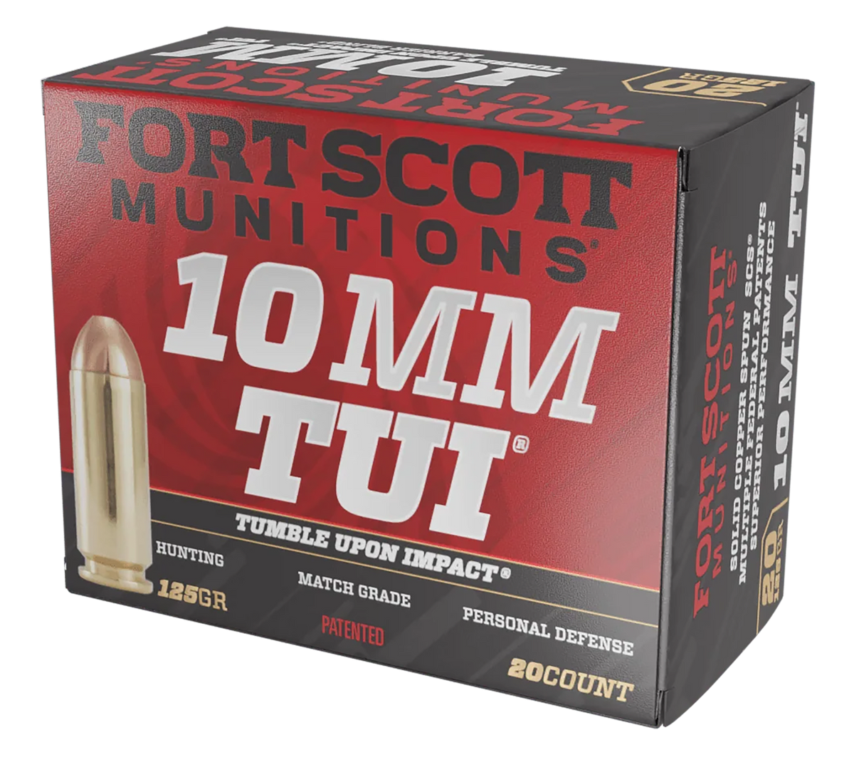 Fort Scott Munitions Tumble Upon Impact (TUI) 10mm Auto 125 gr Solid Copper Spun - Box or Case