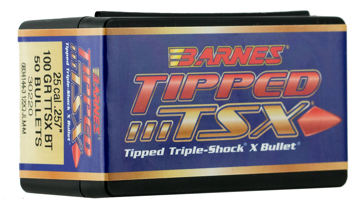 Barnes Bullets Tipped TSX .257 100gr TTSX Boat Tail Reloading Bullets - 50/Box