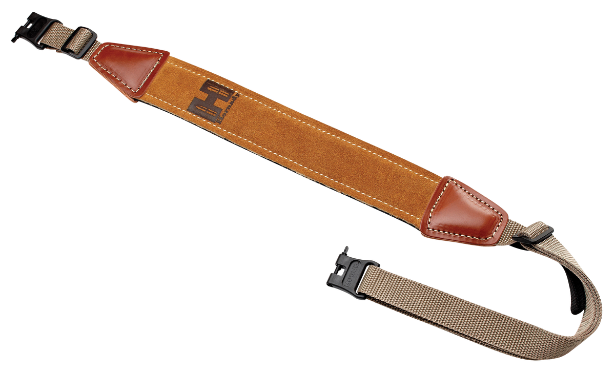 Hornady Universal Rifle Sling Brown Leather & Nylon with Swivels - 99107