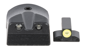 Meprolight USA Hyper-Bright Fixed Tritium Pistol Sight - Green Front/Yellow Outline, Green Rear/Black Outline - Kimber 1911 Slant