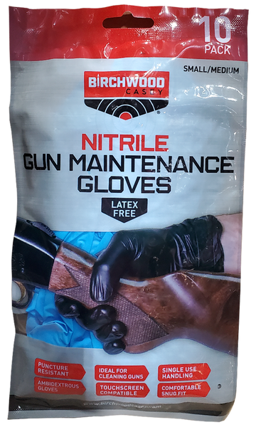 Birchwood Casey NGLVS-L Nitrile Gun Maintenance Gloves Black LG/XL 10 Pack