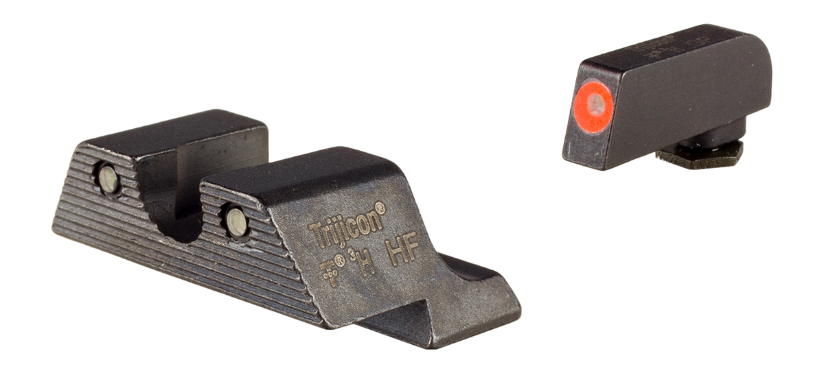 Trijicon HD XR Night Sight Set Green Tritium Orange Outline Front - Fits Glock 20/21/29/30/36/40/41