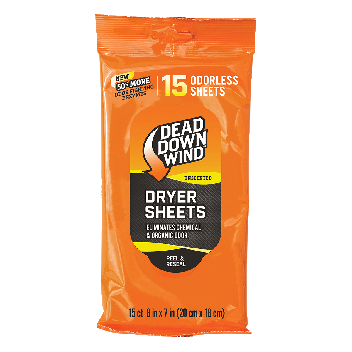 Dead Down Wind 1113 Dryer Sheets Odor Eliminator Odorless 15-Pack