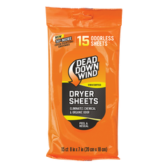 Dead Down Wind 1113 Dryer Sheets Odor Eliminator Odorless 15-Pack