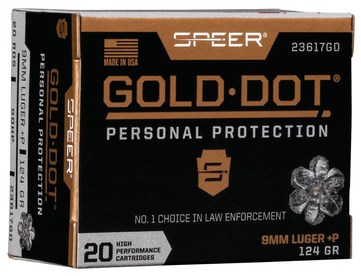 Speer Ammo Gold Dot Personal Protection 9mm Luger +P 124gr Hollow Point - Box or Case
