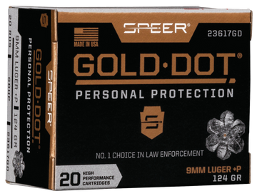 Speer Ammo Gold Dot Personal Protection 9mm Luger +P 124gr Hollow Point - Box or Case