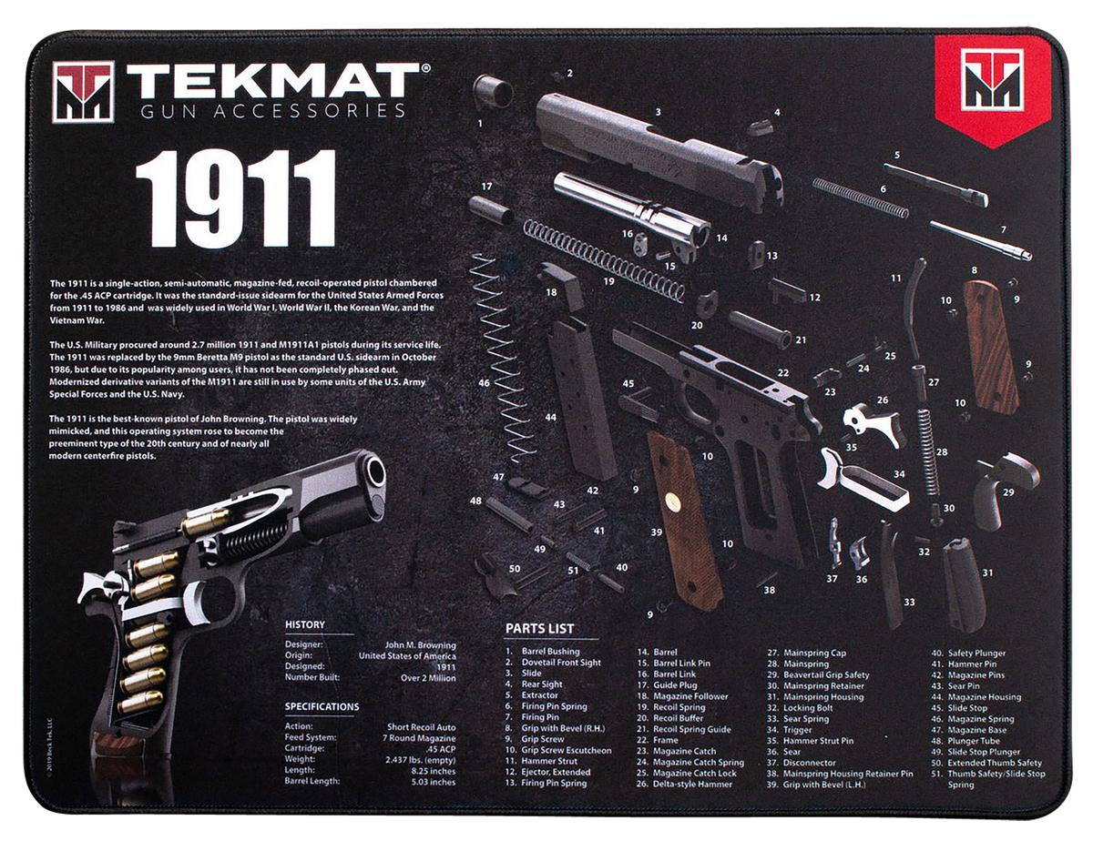 TekMat Ultra 20 Cleaning Mat 15"x20" Rubber Black/White - 1911 Parts Diagram
