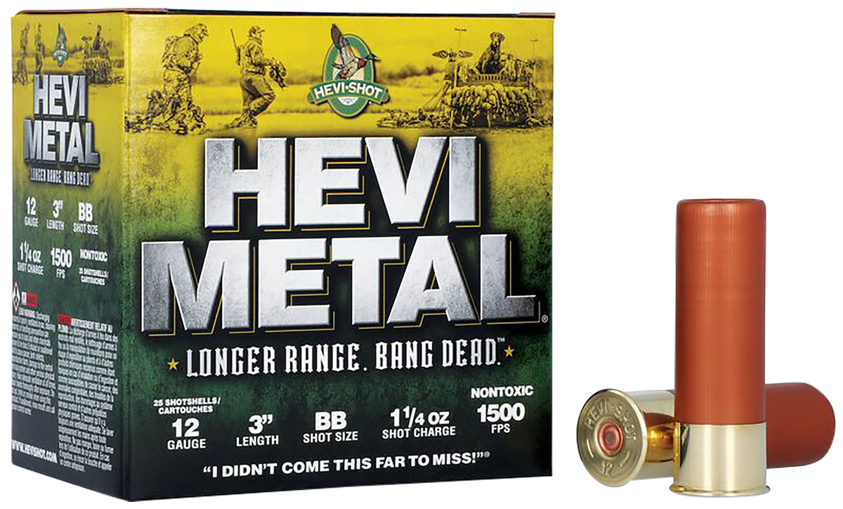 HEVI-Shot HEVI-Metal Longer Range 12 Gauge 3" 1-1/4 oz BB Shot - Box or Case