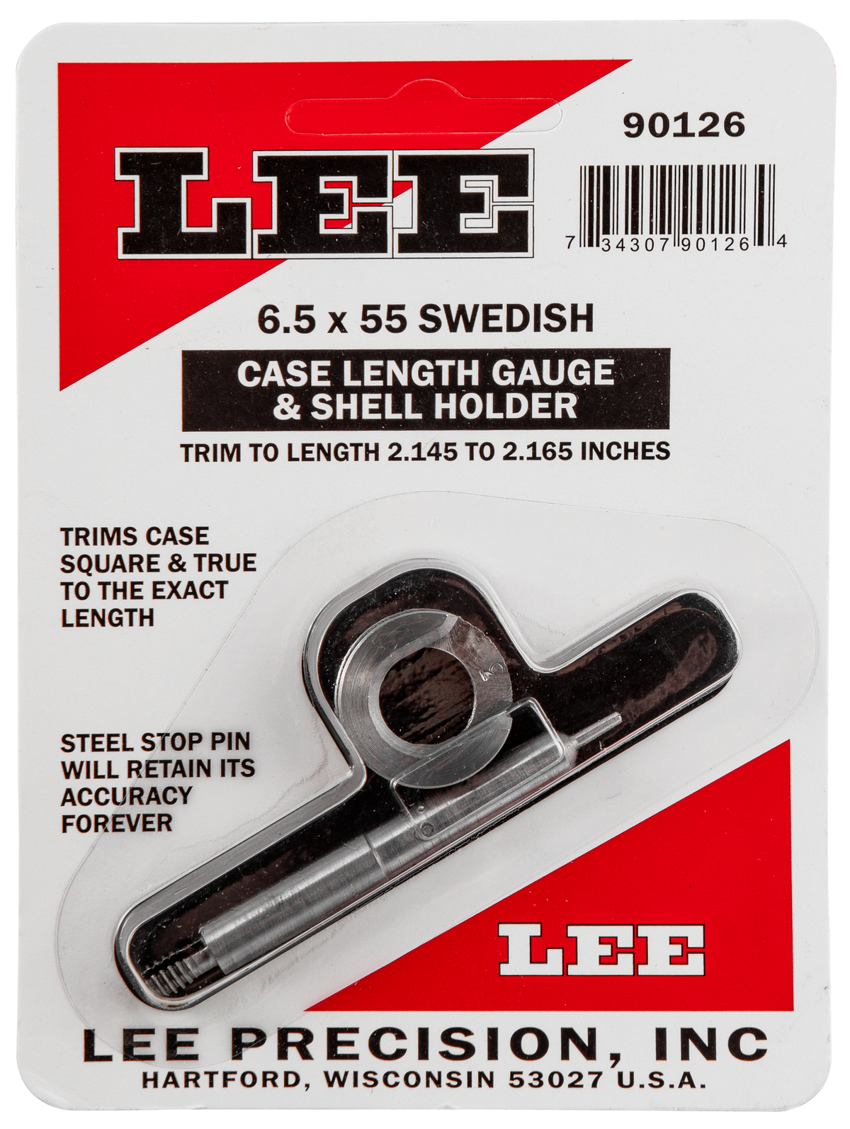 Lee Precision 90126 Case Length Gauge 6.5x55 Swedish w/ Shell Holder
