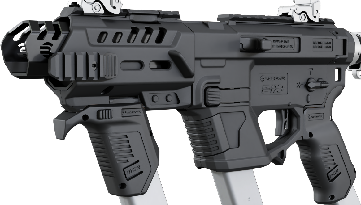 Recover Innovations P-IX+MG Metal Front Guard w/ PG9 Grip & SR20 Stabilizer for Glock - Black
