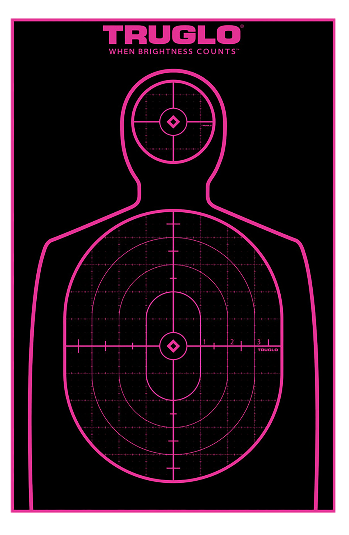 TruGlo Tru-See Handgun Silhouette Target 12"x18" Black/Pink 12 Pack