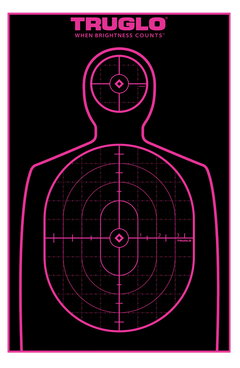 TruGlo Tru-See Handgun Silhouette Target 12"x18" Black/Pink 12 Pack