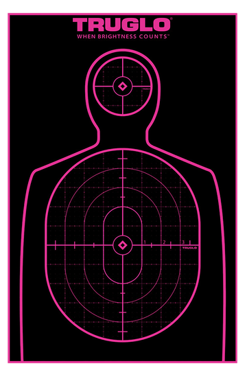 TruGlo Tru-See Handgun Silhouette Target 12"x18" Black/Pink 12 Pack