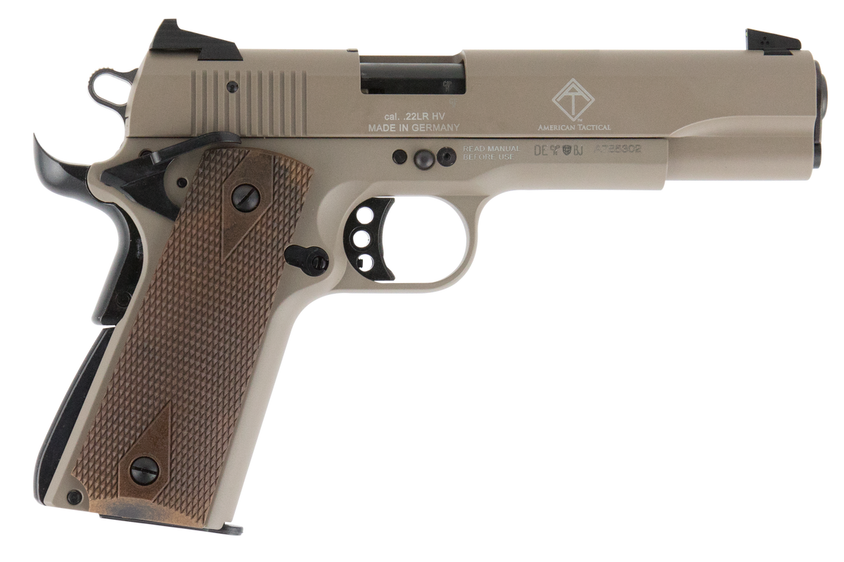 GSG 1911 22 LR 5" 10+1 SAO Pistol - Tan Slide / Walnut Grip