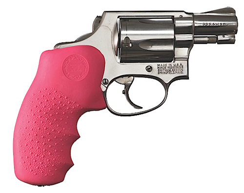 Hogue OverMolded Monogrip Pink Rubber Grip w/ Finger Grooves - S&W J-Frame Round Butt