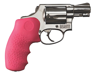 Hogue OverMolded Monogrip Pink Rubber Grip w/ Finger Grooves - S&W J-Frame Round Butt