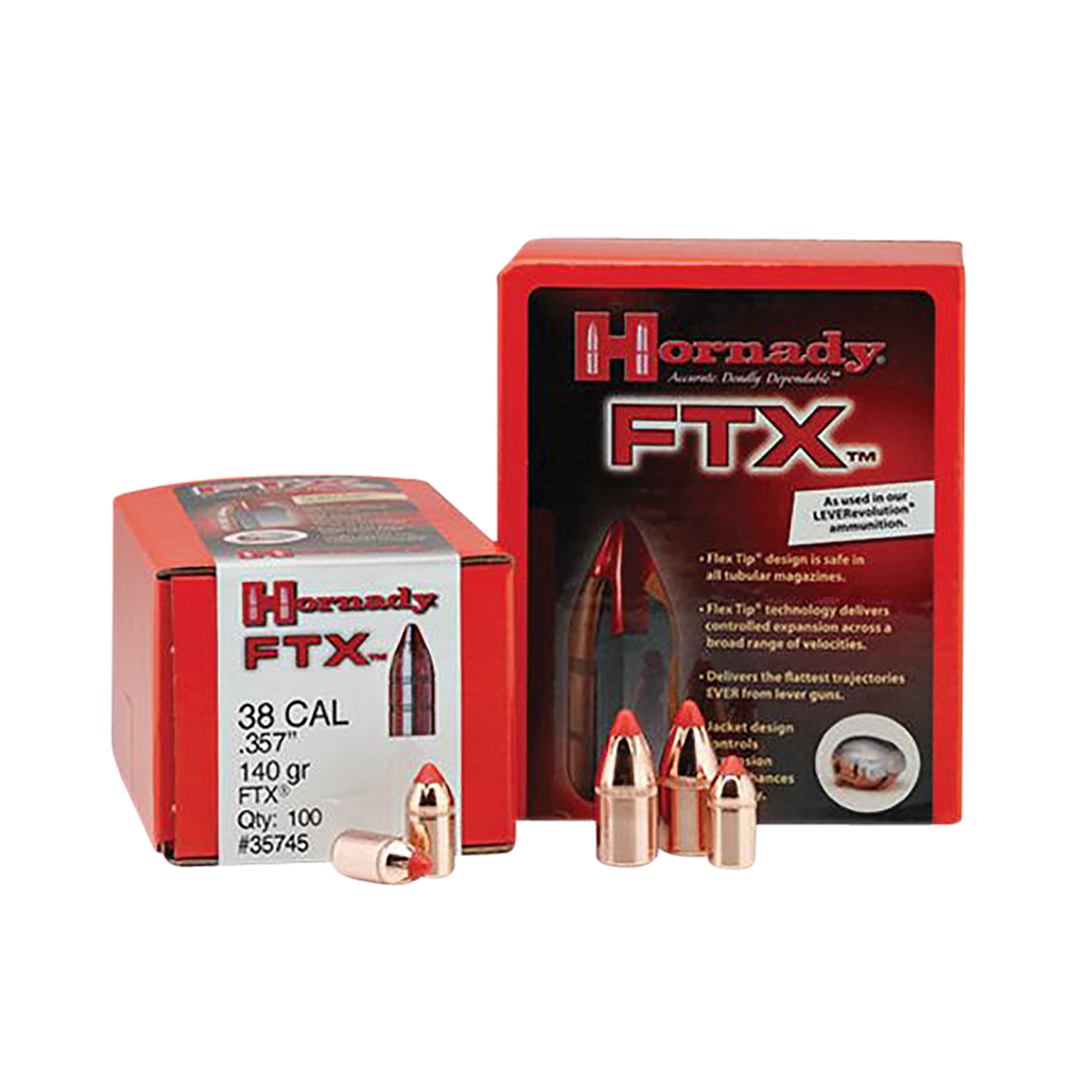 Hornady FTX 38 Cal .357 140 gr Flex Tip eXpanding - 100/Box
