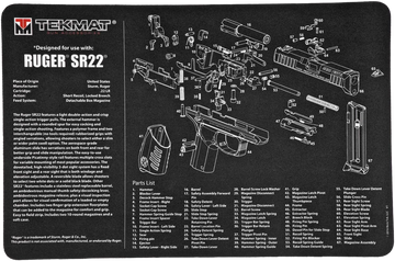 TekMat Ruger SR22 Cleaning Mat 11"x17" Black/White Rubber