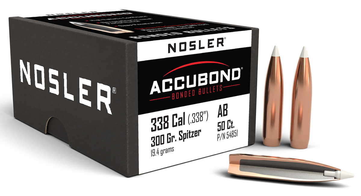 Nosler AccuBond 338 Cal .338 300gr Spitzer Point 50/Box