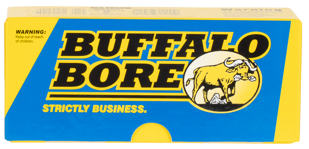 Buffalo Bore Ammunition Hunting & Sniping Strictly Business 458 SOCOM 400gr Semi Jacketed Flat Point 20 Rd Box - Box or Case
