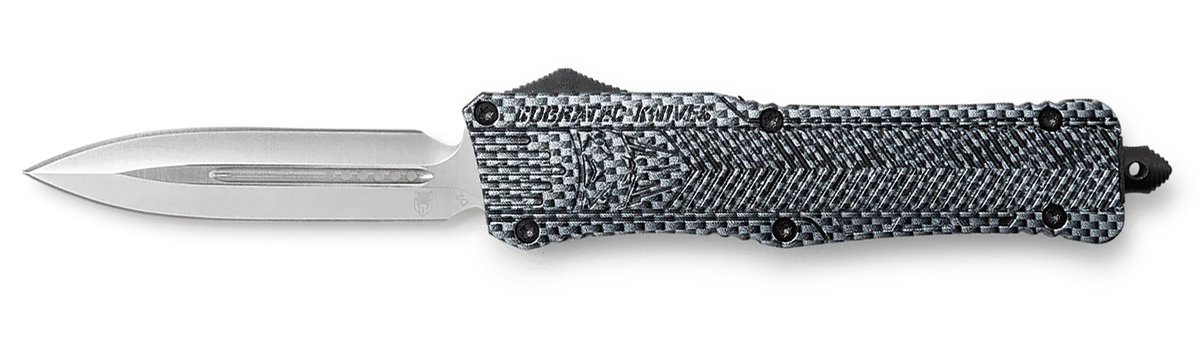 CobraTec Knives CTK-1 Large 3.75" OTF Drop Point Plain D2 Steel Carbon Fiber Aluminum Handle