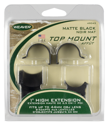 Weaver Mounts 49043 Detachable Top Mount Extension Rings 1" High Matte Black