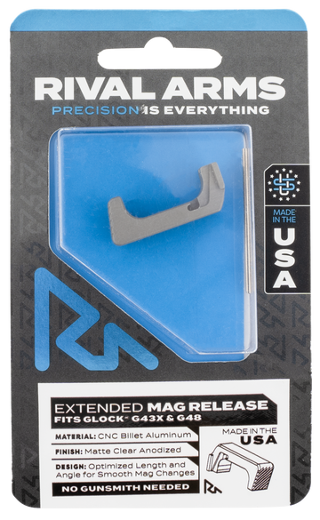 Rival Arms RA72G004D Extended Magazine Release Silver Aluminum for Glock 43X/48