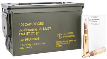 PPU Rangemaster 50 BMG 625gr FMJ 120 Rd Metal Can