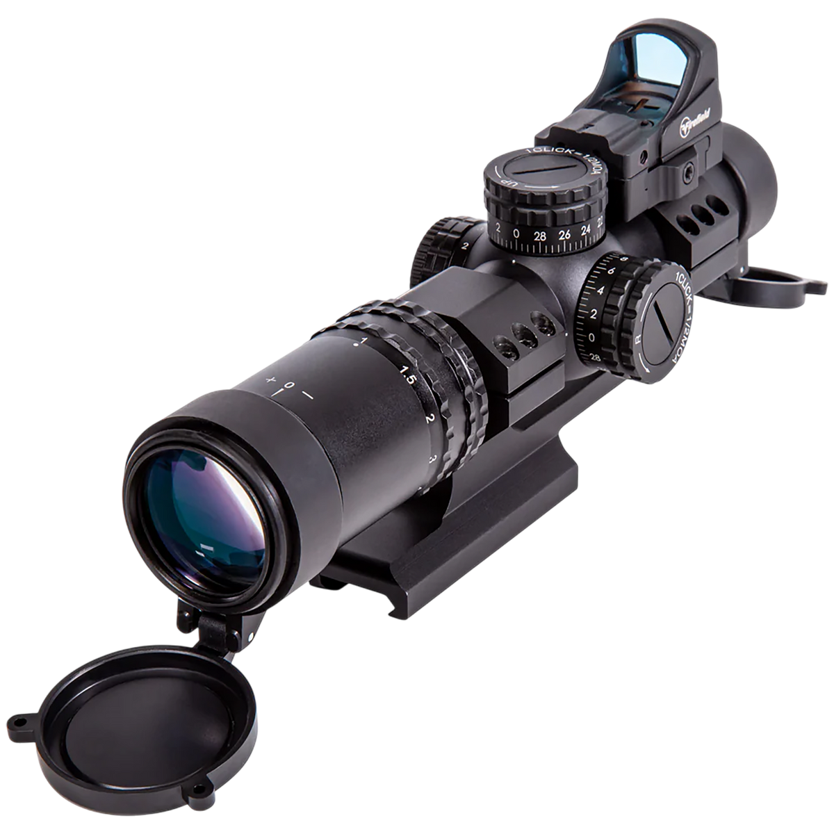 Firefield RapidStrike 1-4x24mm LPVO 30mm Tube 5 MOA Circle Dot Reticle Rifle Scope Kit - Matte Black
