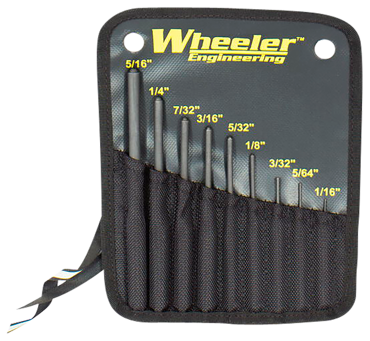 Wheeler 204513 Roll Pin Punch Set 9-Piece Black Steel Knurled Handle