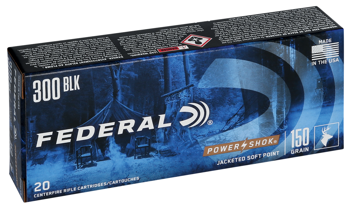 Federal Power-Shok 300 Blackout 150gr Jacketed Soft Point 20 Rd - Box or Case
